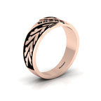 Black Diamond 5 Stone Rose Gold Plated Black Enamel Band Ring