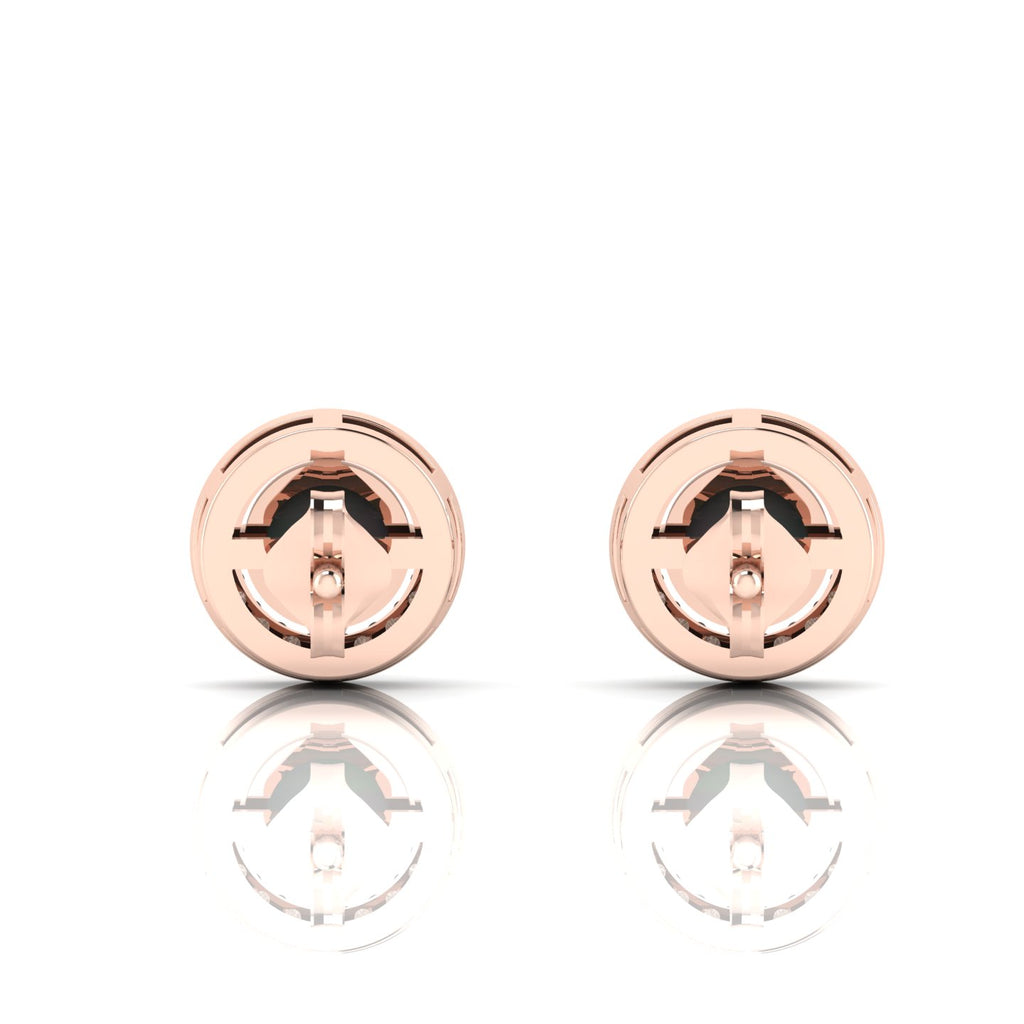 Rose Gold Plated Round Halo Stud Opal & Diamond Earrings