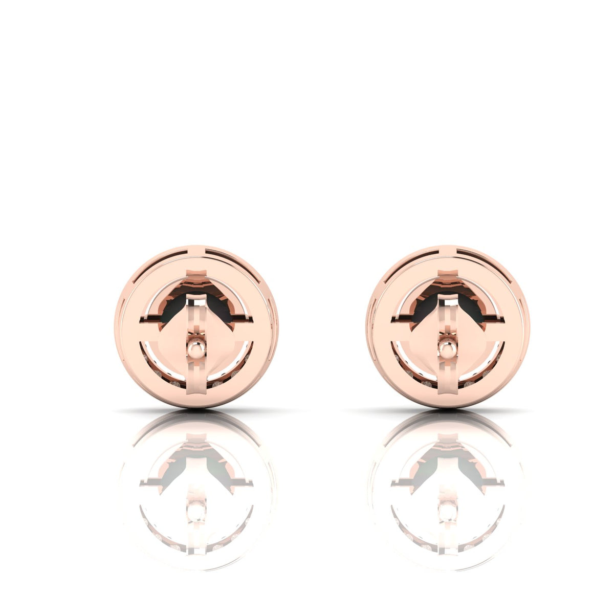 Rose Gold Plated Round Halo Stud Opal & Diamond Earrings