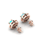 Rose Gold Plated Round Halo Stud Opal & Diamond Earrings