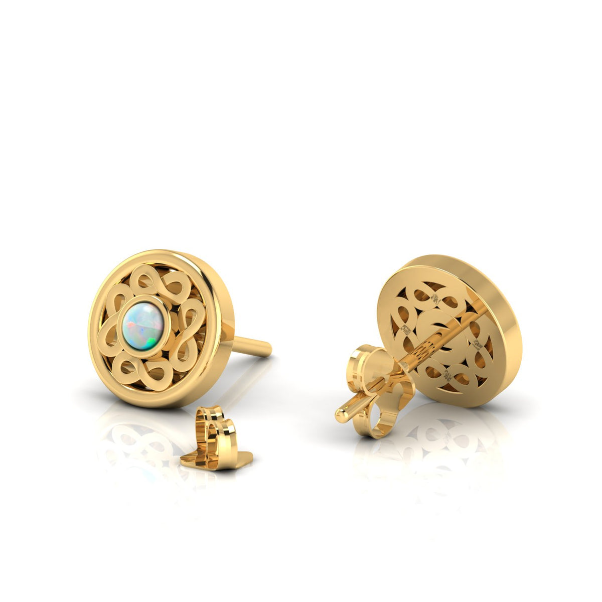 Gold Plated Opal Studs Infinity Earrings