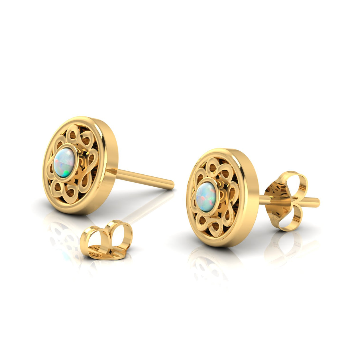 Gold Plated Opal Studs Infinity Earrings