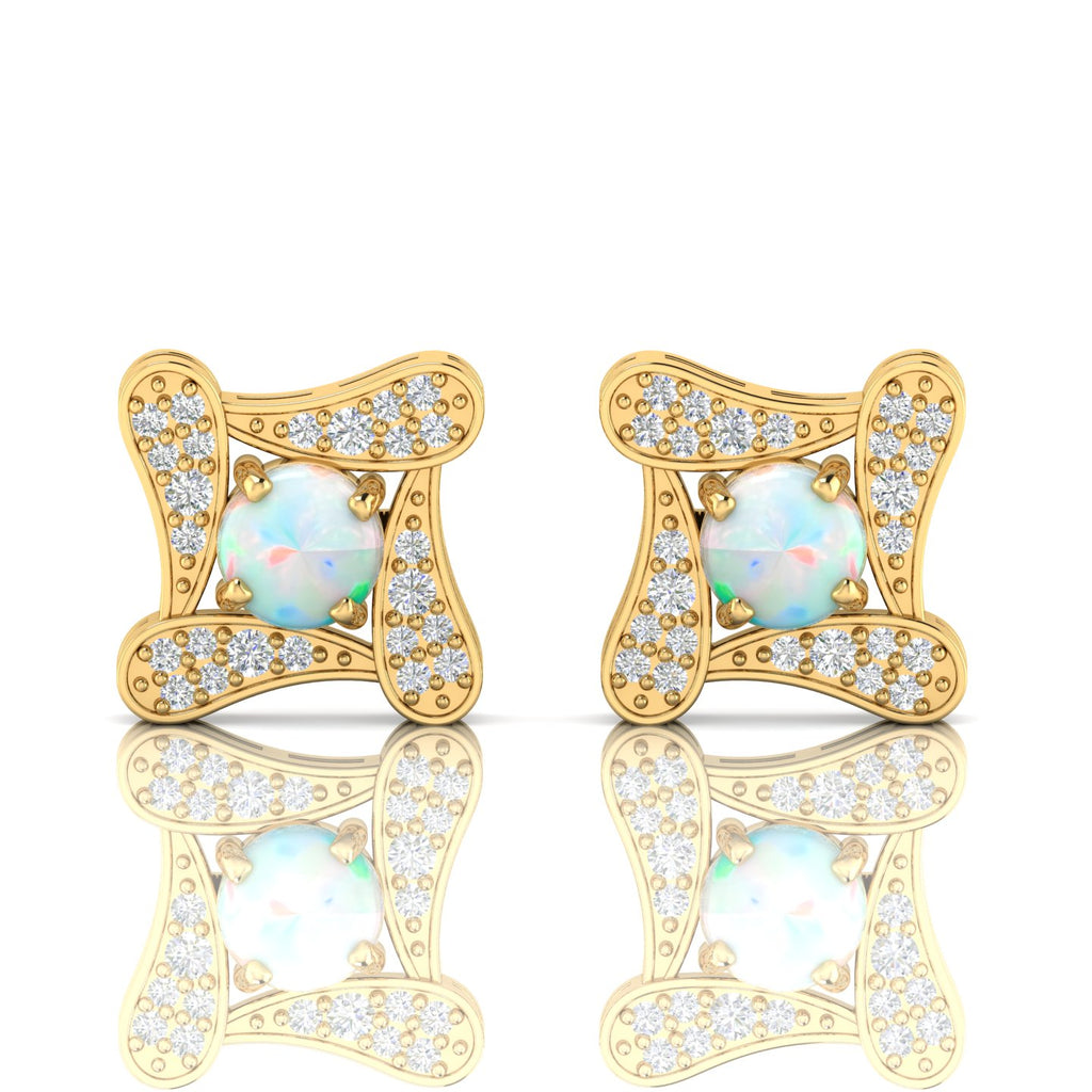 Opal Studs Gold Plated Square Earrings