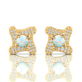 Opal Studs Gold Plated Square Earrings