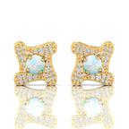 Opal Studs Gold Plated Square Earrings