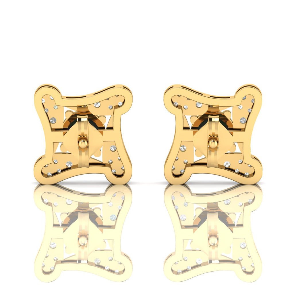 Opal Studs Gold Plated Square Earrings