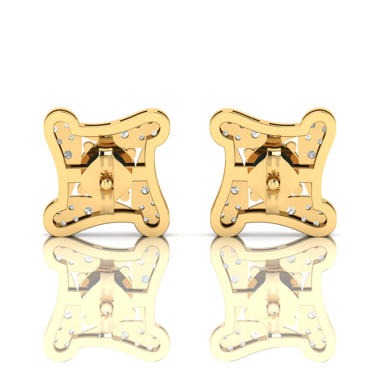 Opal Studs Gold Plated Square Earrings