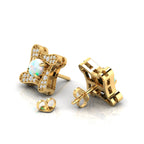 Opal Studs Gold Plated Square Earrings