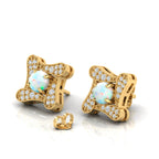 Opal Studs Gold Plated Square Earrings