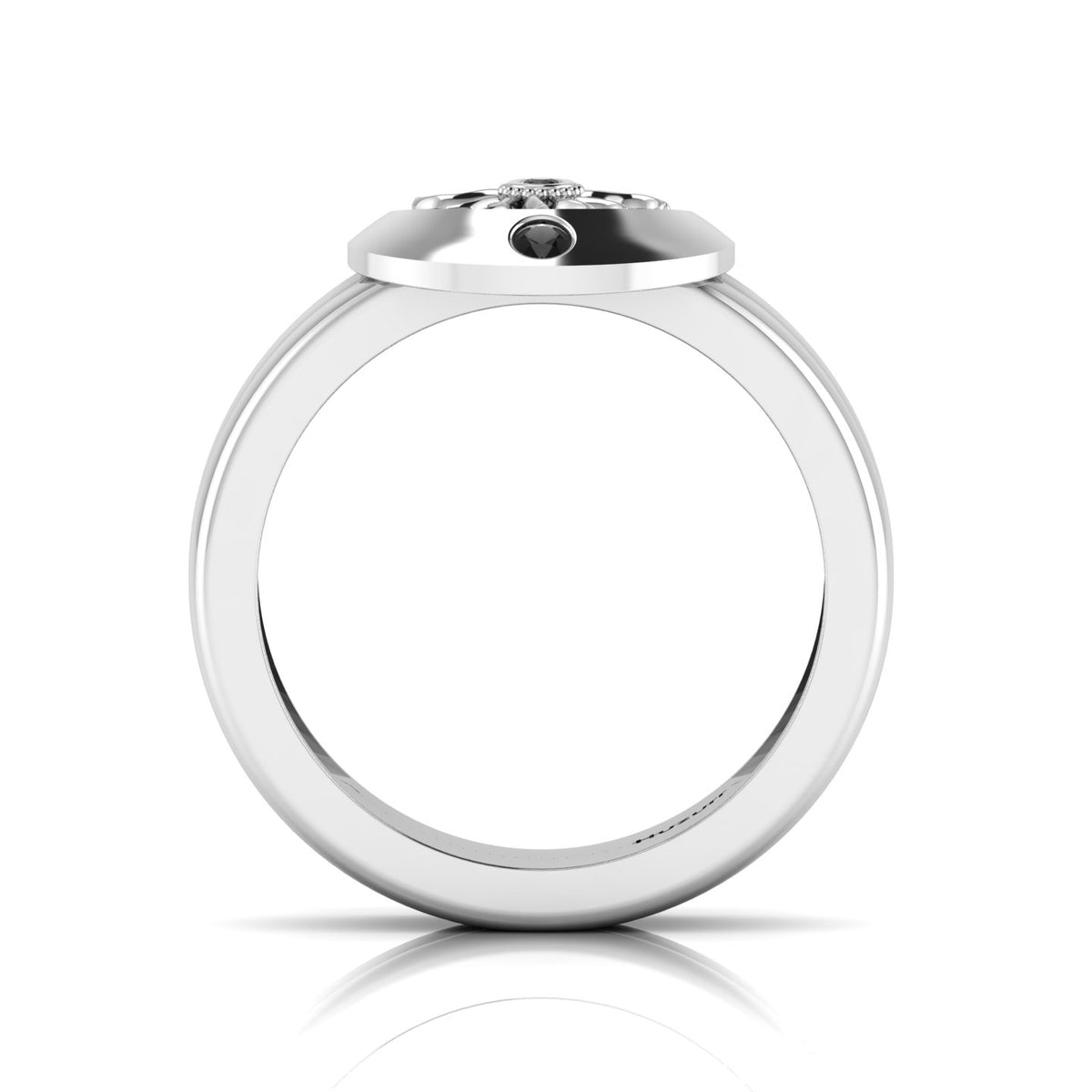Sun And Moon Band Sterling Silver Black Diamond Ring