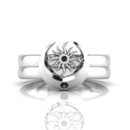 Sun And Moon Band Sterling Silver Black Diamond Ring