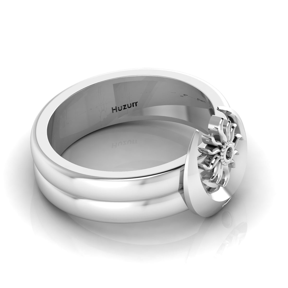 Sun And Moon Band Sterling Silver Black Diamond Ring