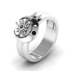 Sun And Moon Band Sterling Silver Black Diamond Ring