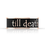 Till Death Black Enamel Rose Gold Plated Band Ring