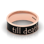 Till Death Black Enamel Rose Gold Plated Band Ring