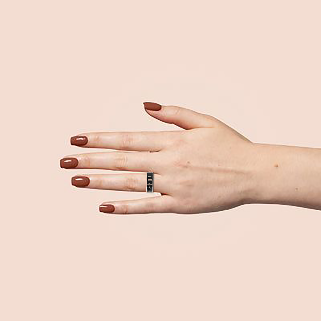 Till Death Black Enamel Rose Gold Plated Band Ring