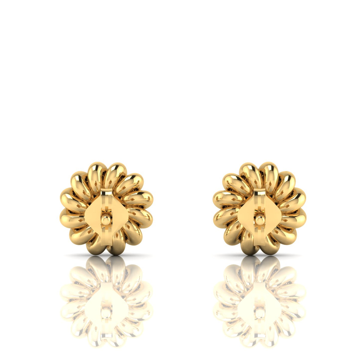 Gold Plated Twisted Round Ruby Studs Earrings