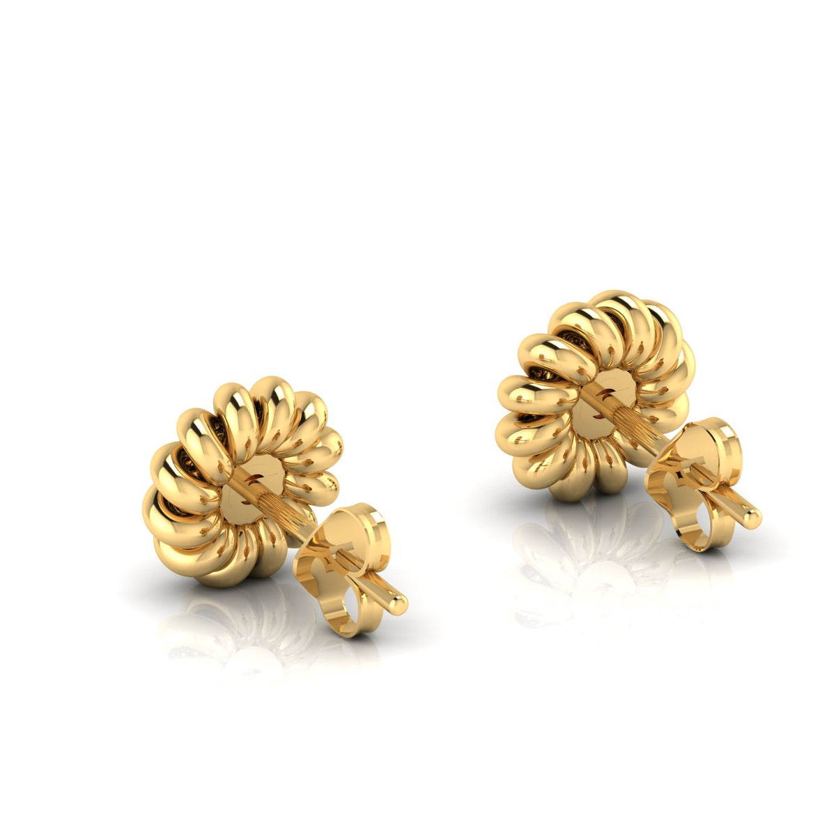 Gold Plated Twisted Round Ruby Studs Earrings