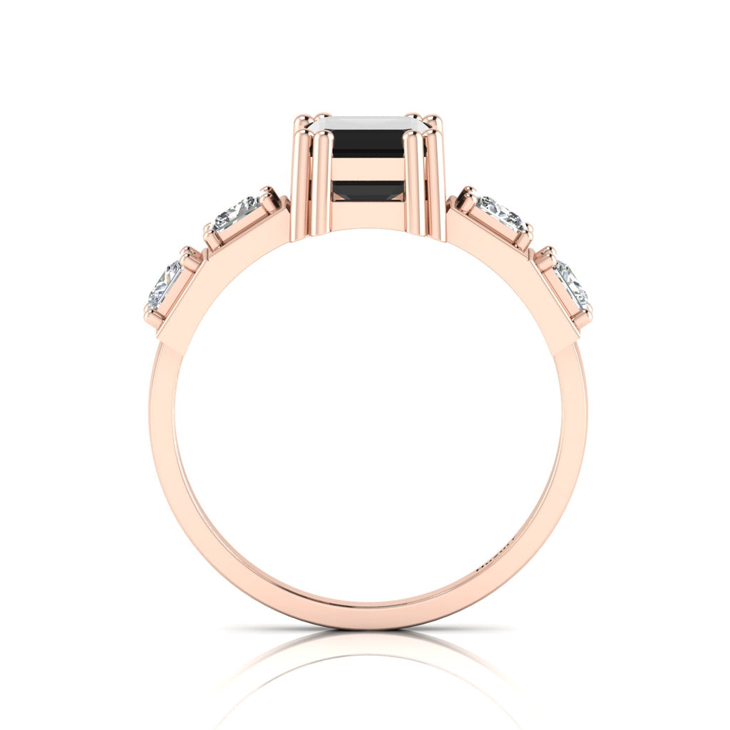 White & Black Diamond Rose Gold Plated Solitaire Ring