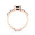White & Black Diamond Rose Gold Plated Solitaire Ring