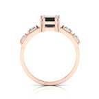 White & Black Diamond Rose Gold Plated Solitaire Ring