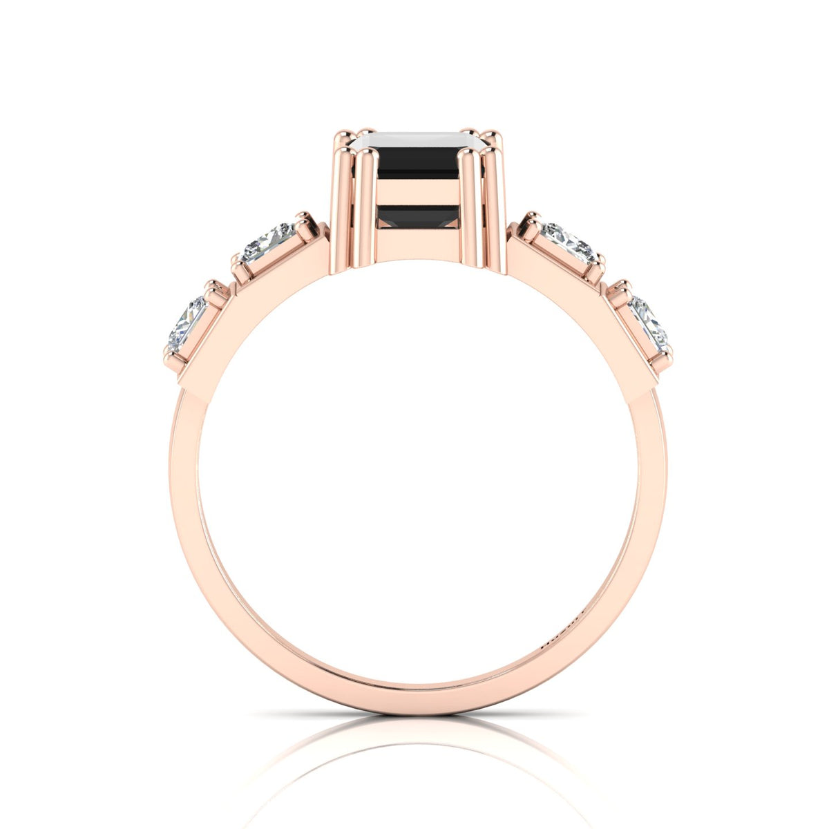 White & Black Diamond Rose Gold Plated Solitaire Ring