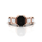 White & Black Diamond Rose Gold Plated Solitaire Ring