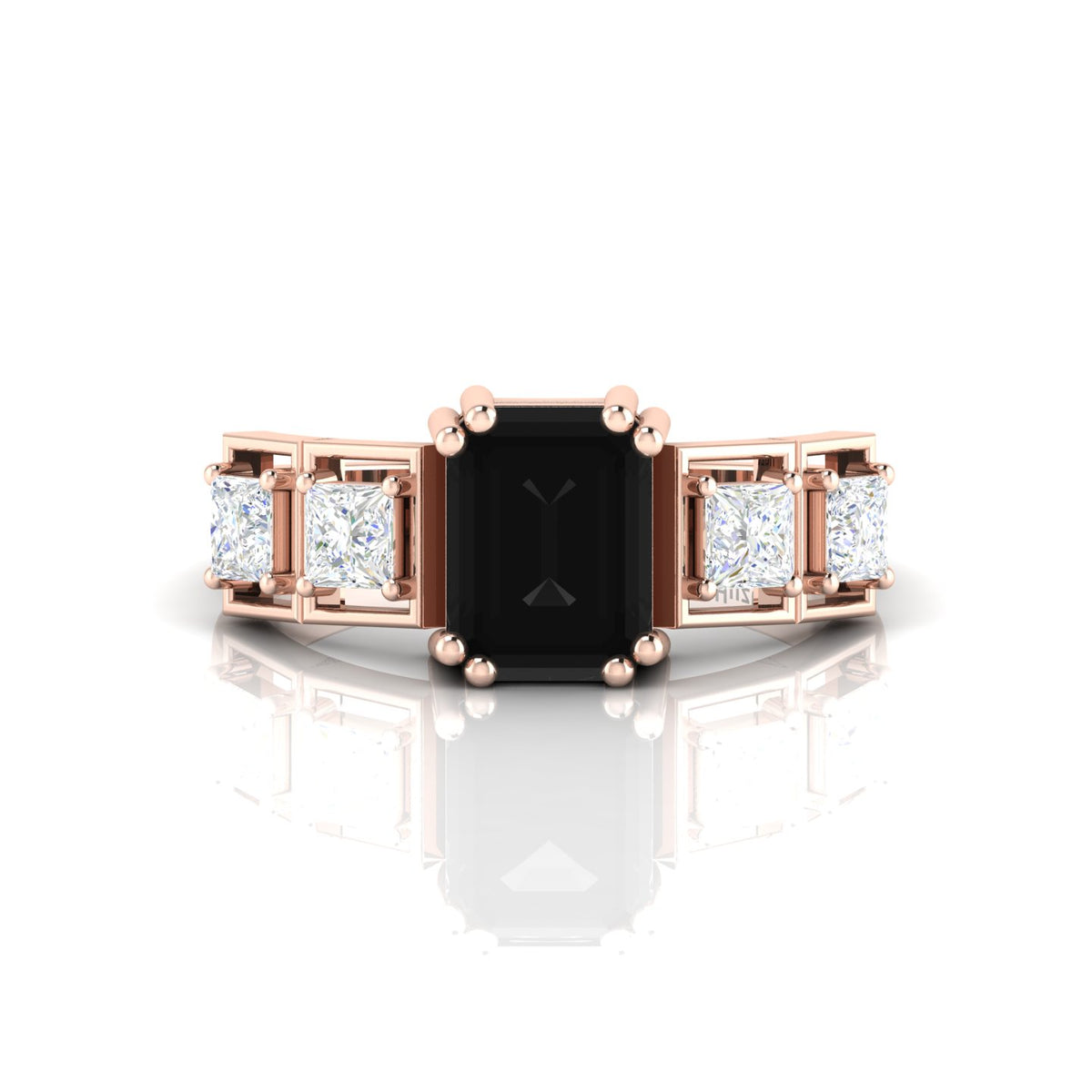 White & Black Diamond Rose Gold Plated Solitaire Ring