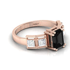 White & Black Diamond Rose Gold Plated Solitaire Ring
