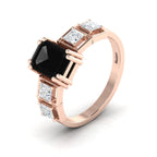 White & Black Diamond Rose Gold Plated Solitaire Ring