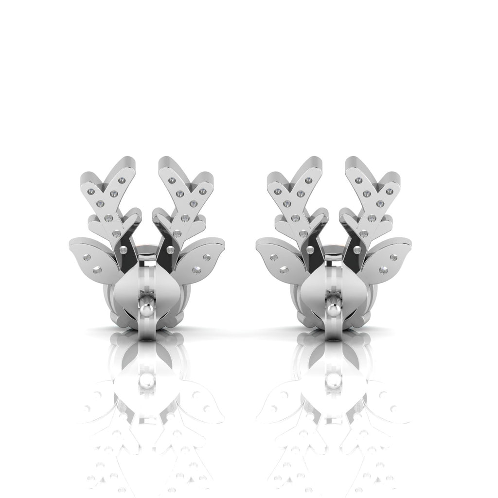 Round Opal Deer Antlers Sterling Silver Stud Earrings