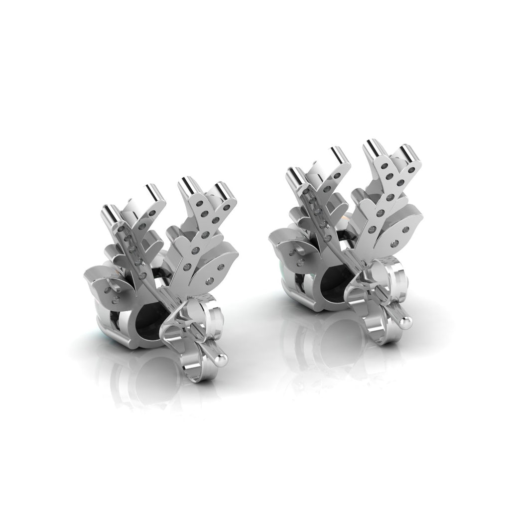 Round Opal Deer Antlers Sterling Silver Stud Earrings
