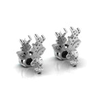 Round Opal Deer Antlers Sterling Silver Stud Earrings