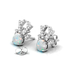 Round Opal Deer Antlers Sterling Silver Stud Earrings