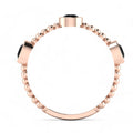 3 Stone Round Black Diamond Rose Gold Plated Solitaire Stackable Ring