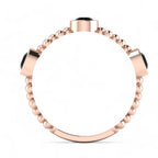 3 Stone Round Black Diamond Rose Gold Plated Solitaire Stackable Ring