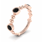 3 Stone Round Black Diamond Rose Gold Plated Solitaire Stackable Ring