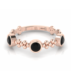 3 Stone Round Black Diamond Rose Gold Plated Solitaire Stackable Ring