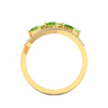 Princess-Cut Peridot Gold Plated Three Stone Ring