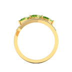 Princess-Cut Peridot Gold Plated Three Stone Ring