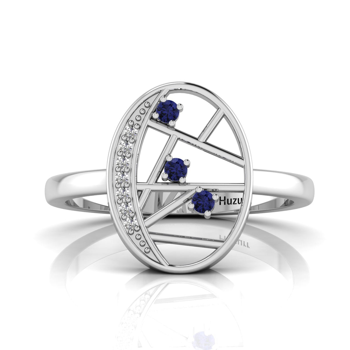 3 Stone Tanzanite 925 Silver Open Ring