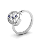 3 Stone Tanzanite 925 Silver Open Ring