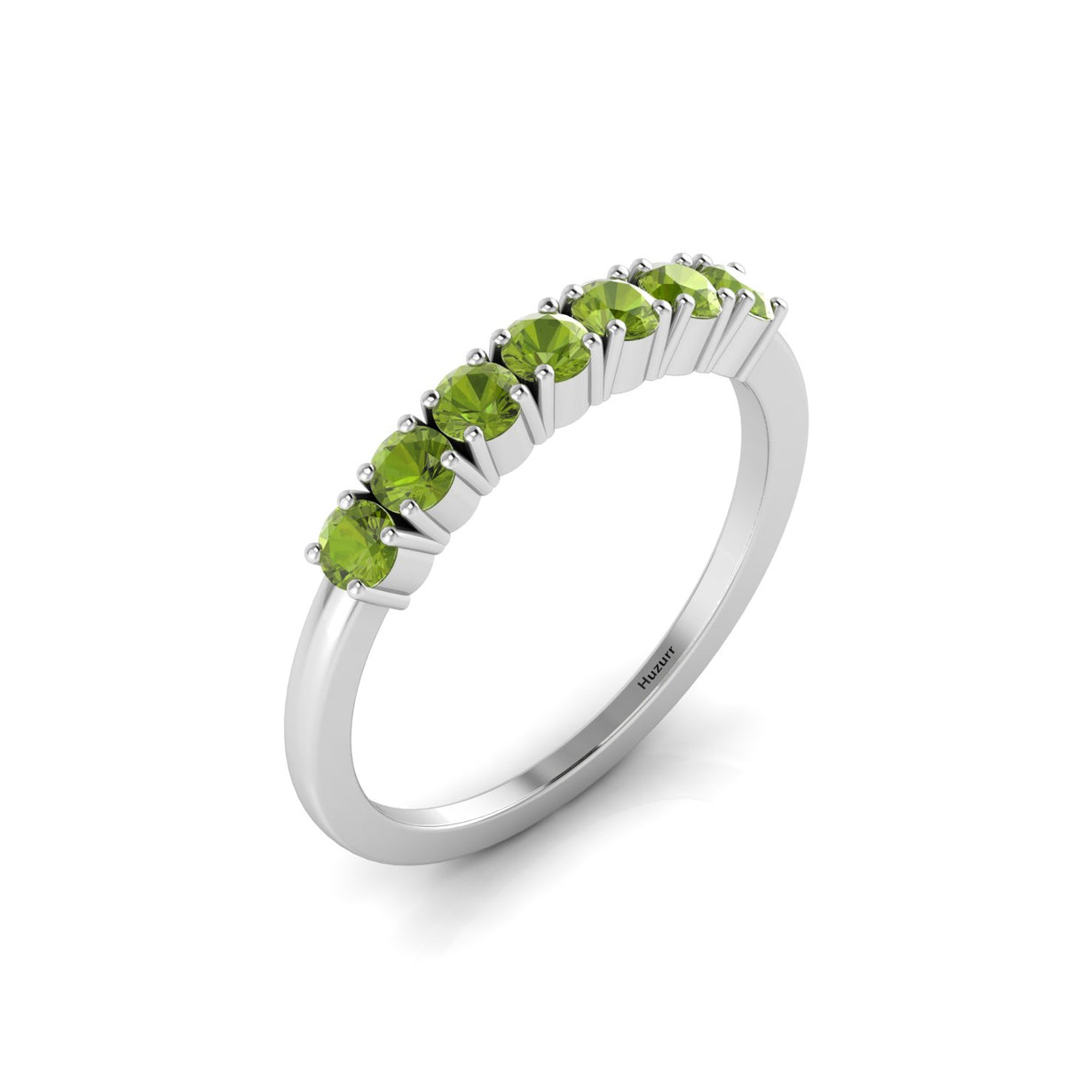 Sterling Silver Peridot 7 Stone Ring