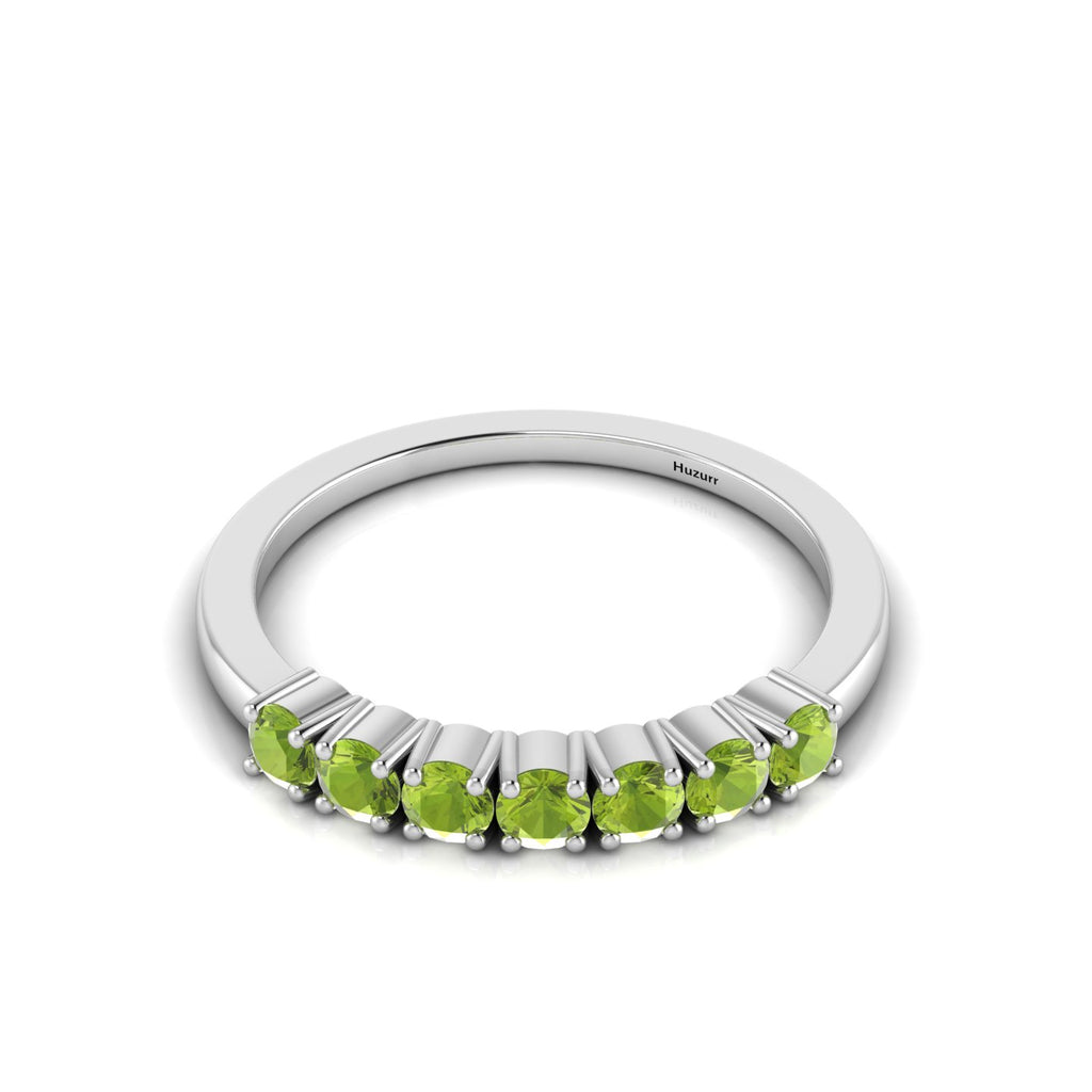 Sterling Silver Peridot 7 Stone Ring