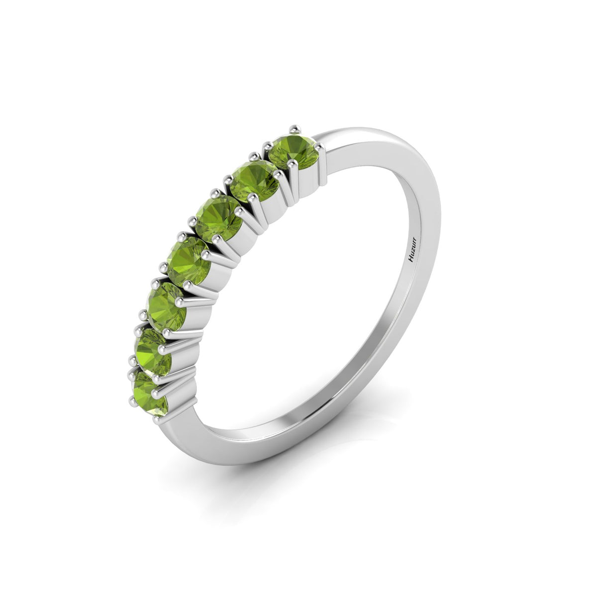 Sterling Silver Peridot 7 Stone Ring
