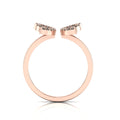 Round Black Diamond Rose Gold Plated Open Butterfly Adjustable Ring