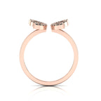 Round Black Diamond Rose Gold Plated Open Butterfly Adjustable Ring