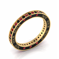 Gold Plated Black Diamond & Garnet Eternity Band Ring