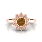 Coffee Diamond Rose Gold Plated Solitaire Sun Ring