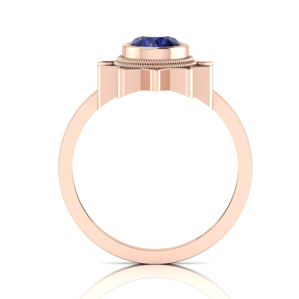 Tanzanite Rose Gold Plated Solitaire Sun Ring
